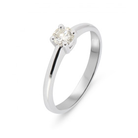  Solitaire Or Blanc 750 Diamant  Pierre ronde 4.6mm diamètre (0,37 carat) Diamant Couleur I Pureté Si1 Serti à griffes 