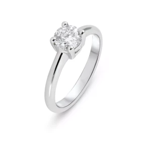  Solitaire Or Blanc 750 Diamant 0.73 carat Pierre ronde 5,7mm diamètre (0,73 carat) Diamant Couleur i Pureté i1 Serti à gr...