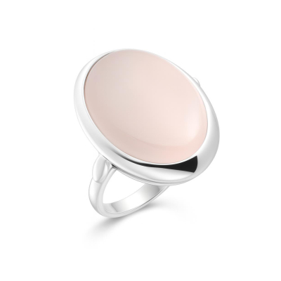 Bague Argent Massif Avec Quartz Rose - Taille T50 - Occasion Mais Superbe !