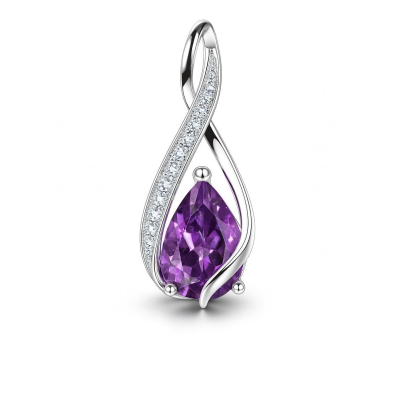 Pendentif En Argent Avec Fraise, Améthyste Et Diamants - Chaîne Incluse - Neuf Avec étiquettes