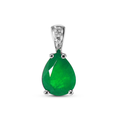 Pendentif Emeraude Naturelle & Pyrite - Argent Fin 950 - Certifié - 5,65g - Forme Trillon