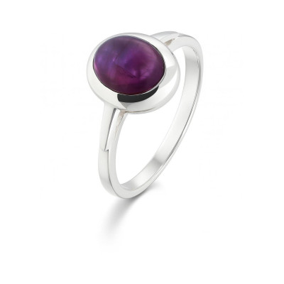 Bague Améthyste Argent Cabochon Ovale 9x7mm