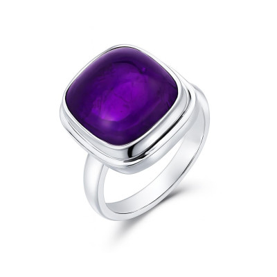 Bague Amethyste Coussin 12mm en Argent