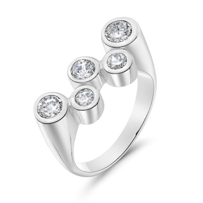Bague Argent  5 Oxydes Blancs