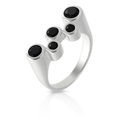 Bague Argent  5 Oxydes Noirs