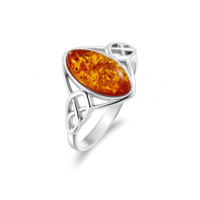 Bague Argent 925 Ambre style celtique