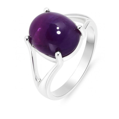 Bague Argent 925 Améthyste Cabochon Ovale 12x10