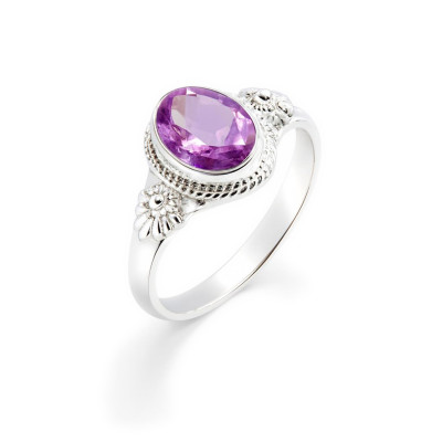 Bague Argent 925 Améthyste Ovale 8x6mm