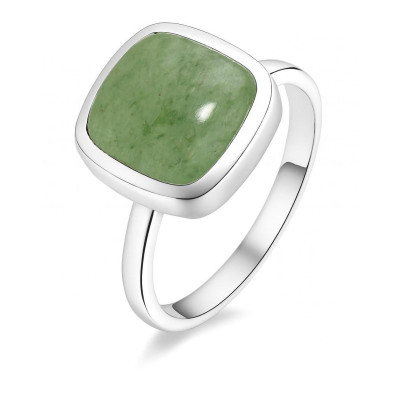 Bague Argent 925 Aventurine Cabochon Coussin 10x10mm