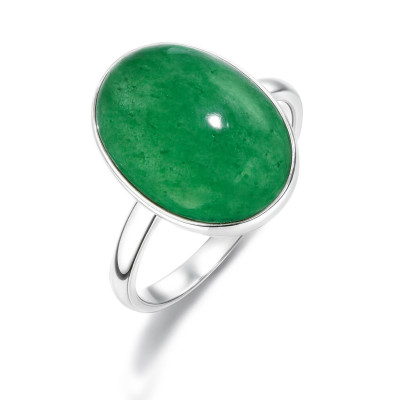 Bague Argent 925 Aventurine Cabochon Ovale 16x12mm