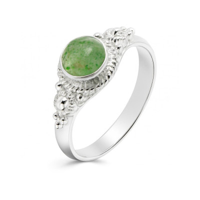 Bague Argent 925 Aventurine Cabochon Rond 6mm