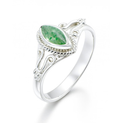 Bague Argent 925 Aventurine Navette 8x4mm