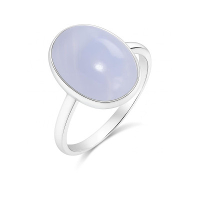 Bague Argent 925 Calcédoine Cabochon Ovale 14x10mm