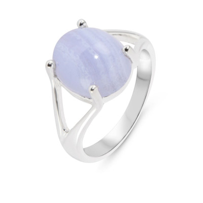 Bague Argent 925 Calcédoine Ovale 12x10mm
