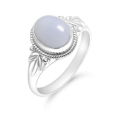 Bague Argent 925 Calcédoine Ovale 9x7mm