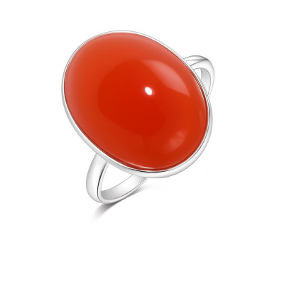 Bague Argent 925 Cornaline Cabochon Ovale 16x12mm