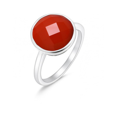 Bague Argent 925 Cornaline Ronde 12mm