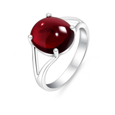 Bague Argent 925 Grenat Cabochon Ovale 12x10