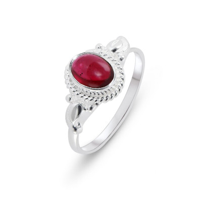 Bague Argent 925 Grenat Ovale 7x5mm