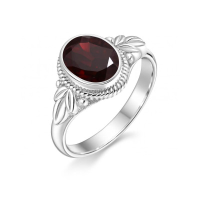 Bague Argent 925 Grenat Ovale 9x7mm