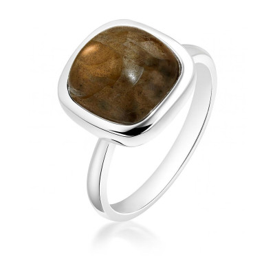 Bague Argent 925 Labradorite Cabochon Coussin 10x10mm