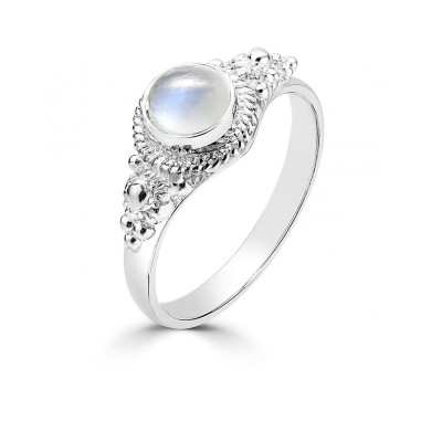 Bague Argent 925 Labradorite Cabochon Rond 6mm
