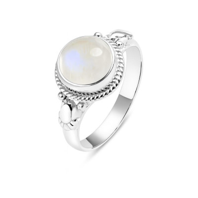 Bague Argent 925 Labradorite Cabochon Rond 8mm