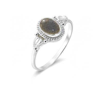 Bague Argent 925 Labradorite Pierre ovale 7x5mm