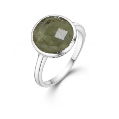 Bague Argent 925 Labradorite Ronde 12mm