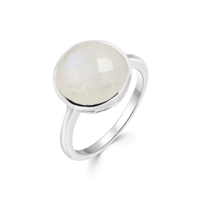 Bague Argent 925 Labradorite  Ronde 12mm