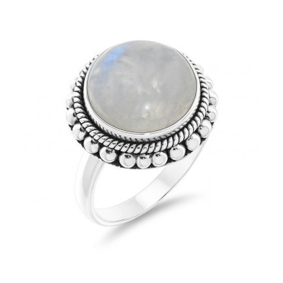 Bague Argent 925 Labradorite Ronde 12mm
