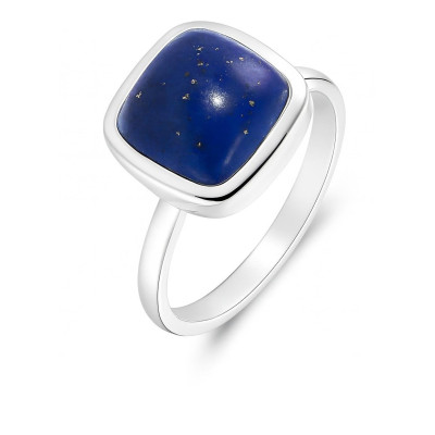 Bague Argent 925 Lapis Lazuli Cabochon Coussin 10x10mm