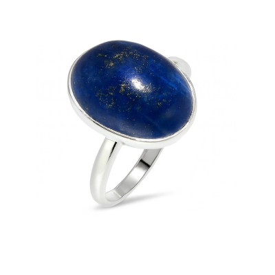 Bague Argent 925 Lapis Lazuli Cabochon Ovale 14x10mm