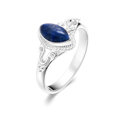 Bague Argent 925 Lapis Lazuli Navette 8x4mm
