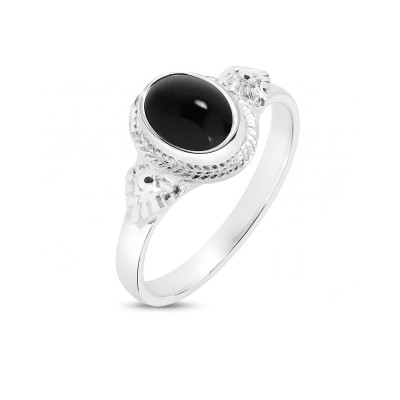 Bague Argent 925 Onyx Ovale 8x6mm