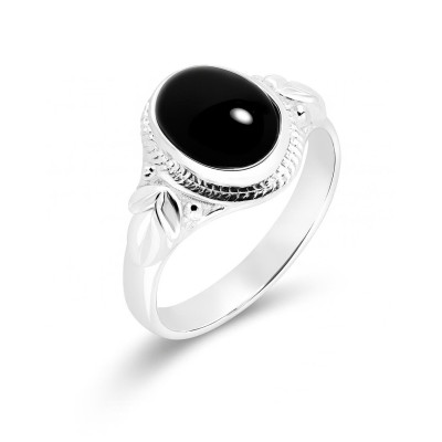 Bague Argent 925 Onyx Ovale 9x7mm