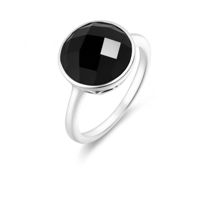 Bague Argent 925 Onyx Rond 12mm