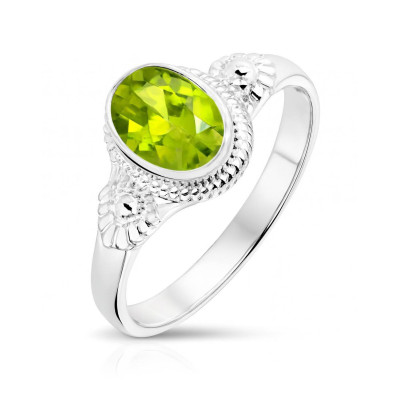 Bague Argent 925 Péridot Ovale 8x6mm