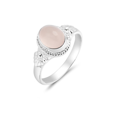 Bague Argent 925 Quartz Rose Ovale 8x6mm