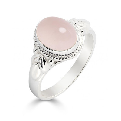 Bague Argent 925 Quartz Rose Ovale 9x7mm