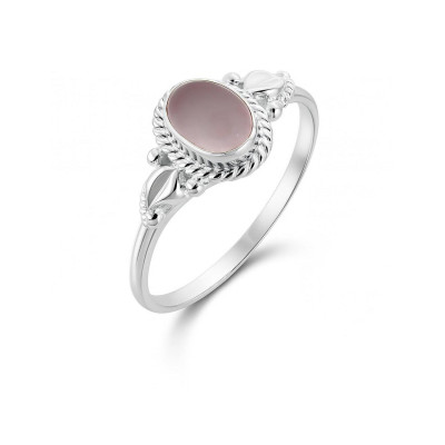 Bague Argent 925 Quartz Rose Pierre ovale 7x5mm