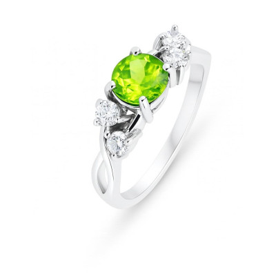 Bague Argent 925 Rhodié Péridot et Oxydes