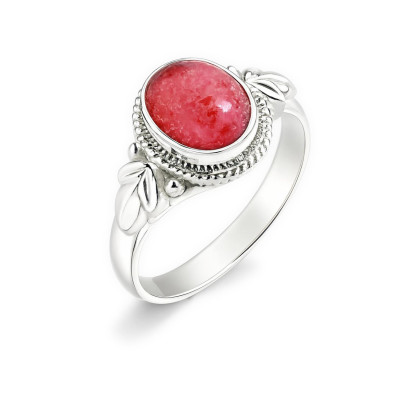 Bague Argent 925 Rhodonite Ovale 9x7mm