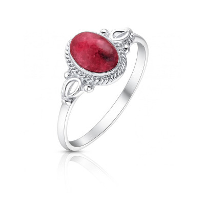 Bague Argent 925 Rhodonite Pierre ovale 7x5mm