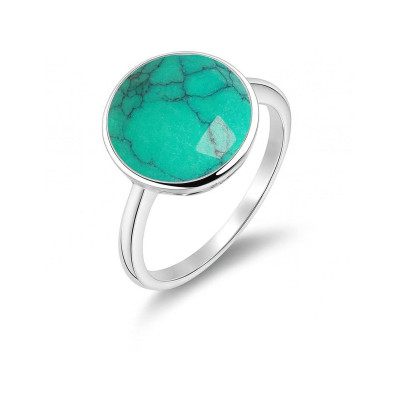 Bague Argent 925  Turquoise reconstituée Ronde 12mm