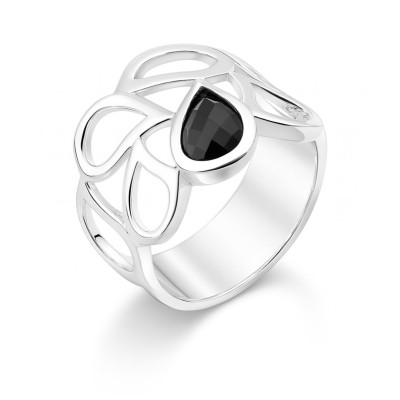 Bague Argent Ajourée Oxyde Noir Poire 8x6mm