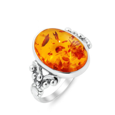 Bague Argent  Ambre Ovale 14x10mm