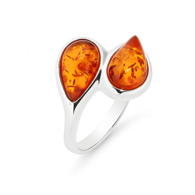 Bague Argent  Ambre Toi & Moi