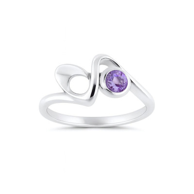 Bague Argent  Améthyste 4mm motif S