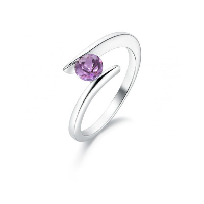 Bague Argent  Améthyste 5mm Corps Croisé 